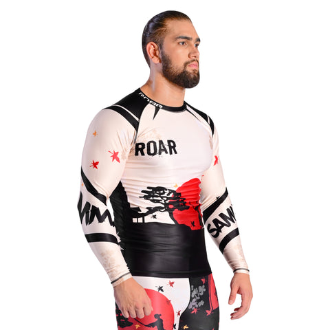 ROAR MMA Samurai Rash Guard Fight Training Gym Fitness Full Sleeve Workout Shirt