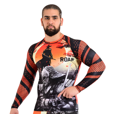 ROAR MMA Warrior Rash Guard Fight Training Gym Fitness Full Sleeve Workout BJJ Shirt