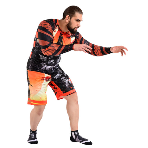 ROAR MMA Warrior Rash Guard Fight Training Gym Fitness Full Sleeve Workout BJJ Shirt
