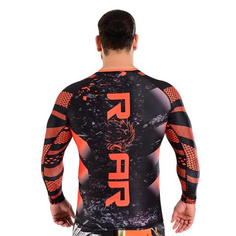 ROAR MMA Warrior Rash Guard Fight Training Gym Fitness Full Sleeve Workout BJJ Shirt