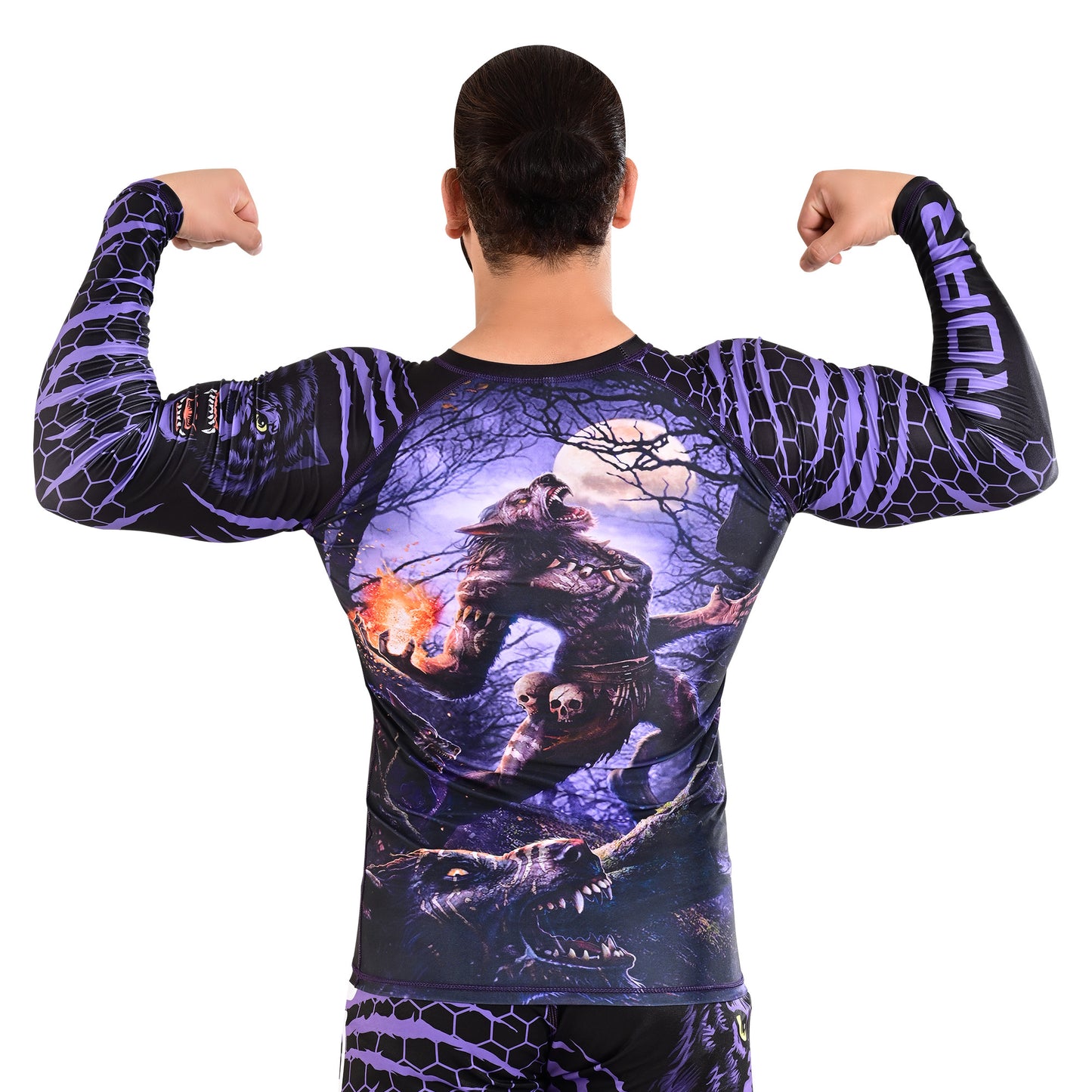 ROAR MMA Wolf Rash Guard Fight Training Gym Fitness Full Sleeve Workout BJJ Shirt